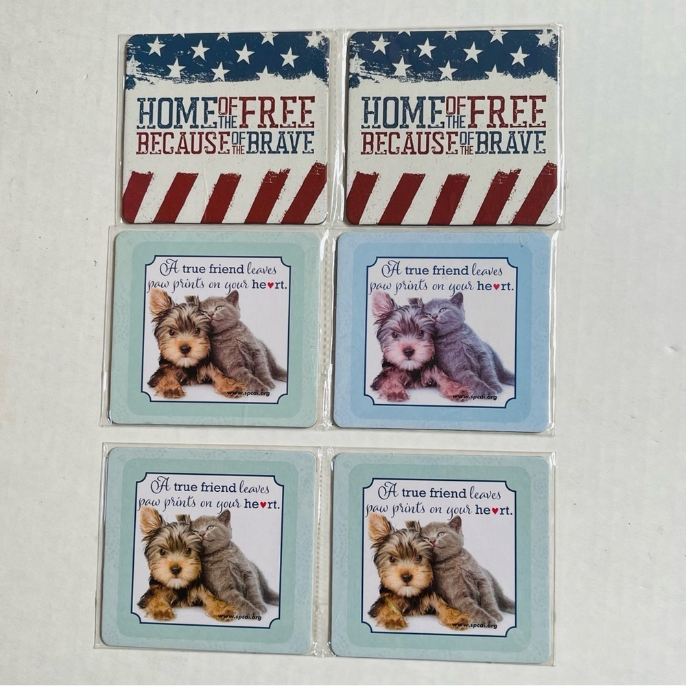 Animal Print Coasters Dog Cat Flag New Sealed Yorkshire Terrier Shorthair Cat